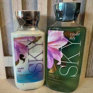 Bath & Body Works VIOLET LILY SKY Shower Gel And Body Lotion 2pc Set Retired New